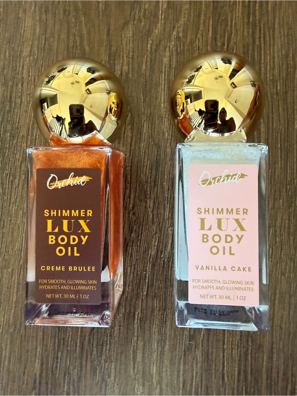 Orchid Shimmer Lux Body Oil Duo - Creme Brulee & Vanilla Cake